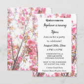 Cherry Pink Floral Quinceanera Fünfzehnte Geburtst Einladung (Vorne/Hinten)