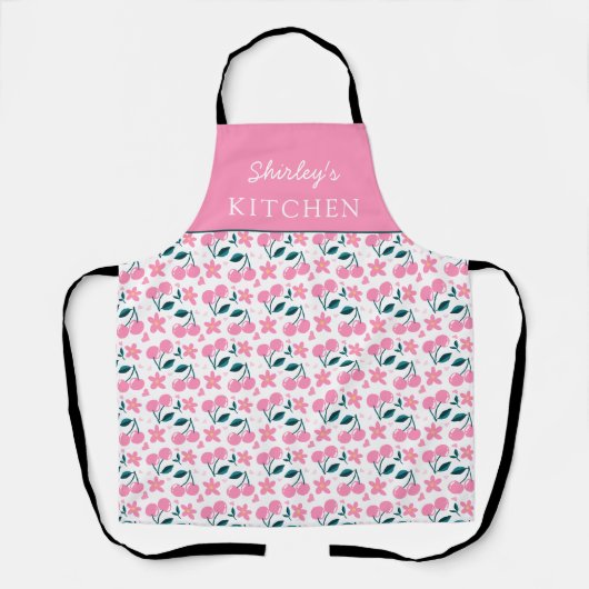 Cherry Pink Personalized Apron | Custom Name Apron Schürze (Vorderseite)