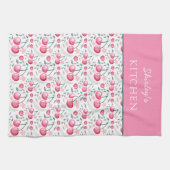 Cherry Pink Personalized Tea Towel | Custom Name K Geschirrtuch (Horizontal)