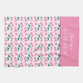 Cherry Pink Personalized Tea Towel | Custom Name K Geschirrtuch (Horizontal)