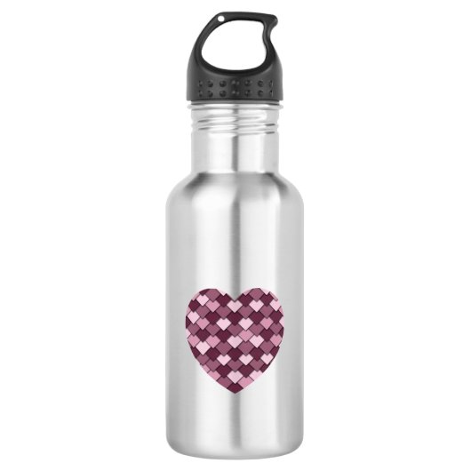 Cherry Pink Square und Diamond Herz Edelstahlflasche (Vorderseite)