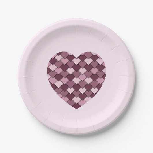 Cherry Pink Square und Diamond Herz Pappteller (Vorderseite)
