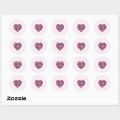 Cherry Pink Square und Diamond Herz Runder Aufkleber (Blatt)