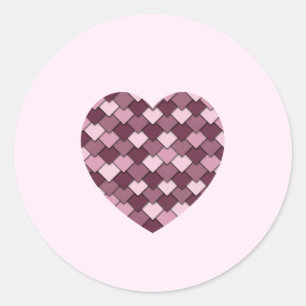 Cherry Pink Square und Diamond Herz Runder Aufkleber