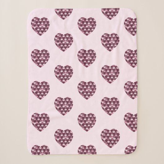 Cherry Pink Square und Diamond Herz Sherpadecke (Vorderseite)
