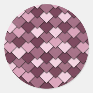 Cherry Pink Square und Diamond Pattern Runder Aufkleber