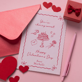 Cherry Pink Valentine's Day Card Feiertagskarte