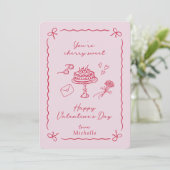 Cherry Pink Valentine's Day Card Feiertagskarte (Stehend Vorderseite)