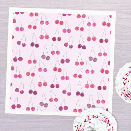 Cherry Pink Watercolor Party Serviette