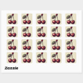Cherry Pixels Quadratischer Aufkleber (Blatt)