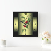Cherry Plum ~Botanical Fruit ~ Giorgio Gallesio~ Quadratische Wanduhr (Zuhause)