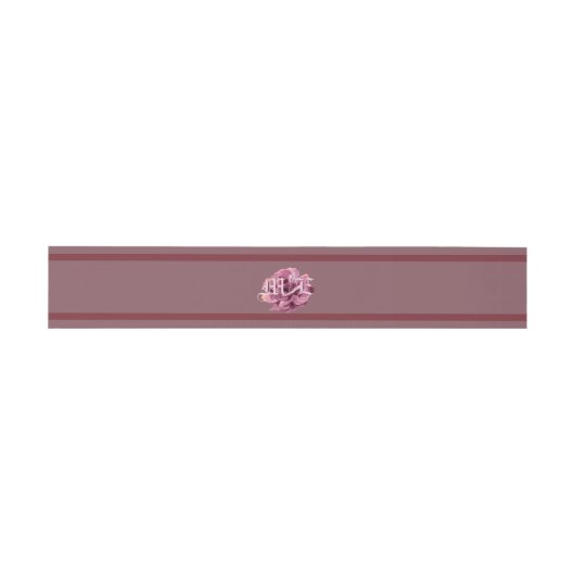 Cherry Plum Rose Wedding Monogram Einladungsbanderole (Flach)