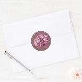 Cherry Plum Rose Wedding Monogram Runder Aufkleber (Umschlag)