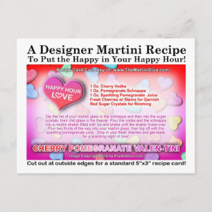 Cherry Pomegranate Valentinstag Martini-Karte Feiertagspostkarte