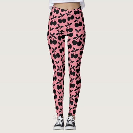 "Cherry Pop Silhouetten" Leggings (Vorderseite)