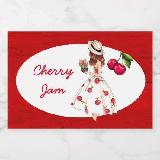 Cherry Preserve Canning Label Lebensmitteletikett (Einzelnes Label)