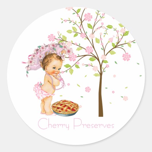 Cherry Preserve Canning Label Runder Aufkleber (Vorderseite)