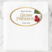 Cherry Preserve Jelly Label Vintag Ovaler Aufkleber (Tasche)