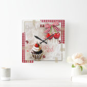 Cherry Quadratische Wanduhr (Zuhause)