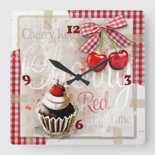 Cherry Quadratische Wanduhr