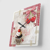 Cherry Quadratische Wanduhr (Winkel)