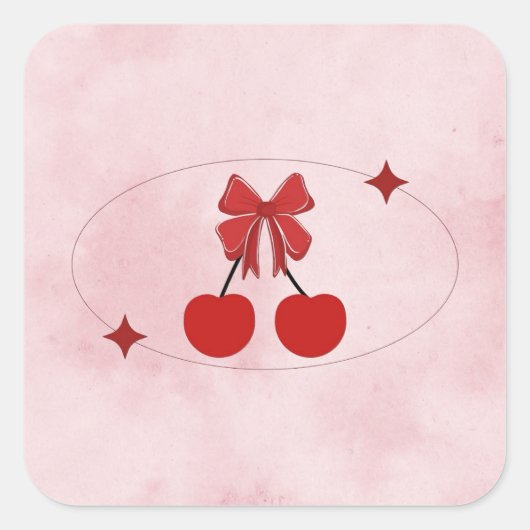 Cherry Quadratischer Aufkleber (Vorderseite)