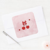 Cherry Quadratischer Aufkleber (Umschlag)
