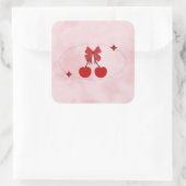 Cherry Quadratischer Aufkleber (Tasche)