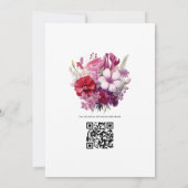 Cherry Red and Heather Lila Floral Hochzeit im Her Einladung (Rückseite)