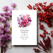 Cherry Red and Heather Lila Floral Hochzeit im Her Einladung