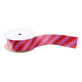 Cherry Red and Hot Pink Stripe Satinband (Spule)