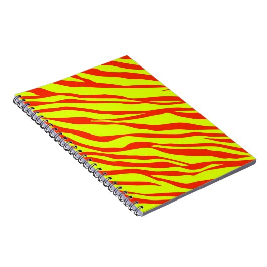 Cherry Red and Neon Yellow Zebra Striping Notizblock (Rechte Seite)