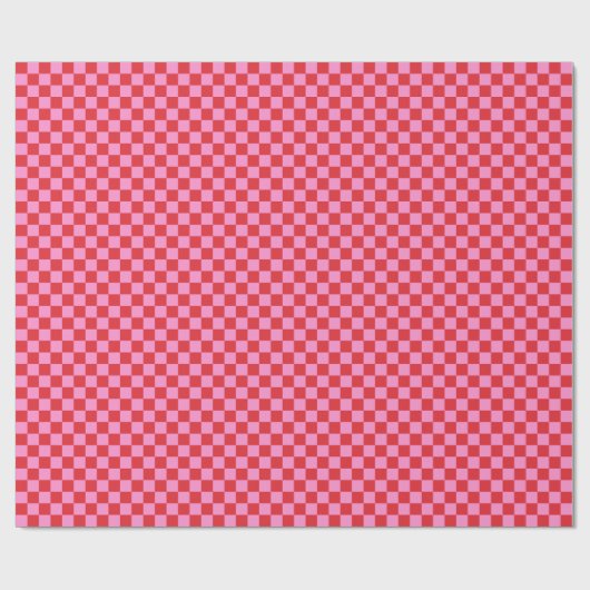 Cherry Red and Pink Checkerboard Geschenkpapier (Flach)