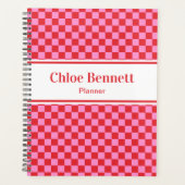 Cherry Red and Pink Checkerboard Planner Planer (Vorderseite)