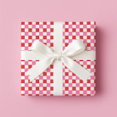 Cherry Red and Pink Watercolor Checkerboard  Geschenkpapier