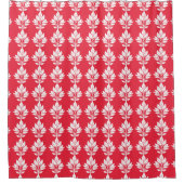 Cherry Red and White Elegant Leaf Muster Duschvorhang (Vorderseite)