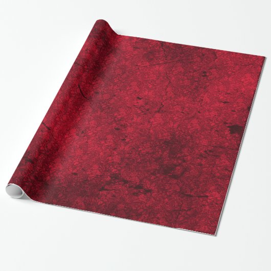 Cherry Red bedrückte Goth Damask Wrapping Paper Geschenkpapier (Ungerollt)