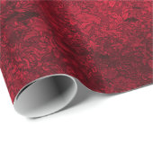 Cherry Red bedrückte Goth Damask Wrapping Paper Geschenkpapier (Rolleneckpunkt)