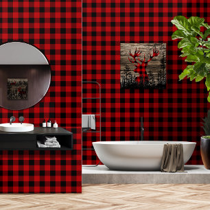 Cherry Red Black 3 Inch Lumberjack Buffalo Kariert Tapete