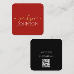 Cherry Red Black Gold Personalisierter Name Minima Quadratische Visitenkarte