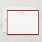 Cherry Red Border Monogram Korrespondent Card Mitteilungskarte (Vorderseite)