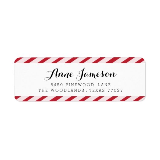 Cherry Red Carnival Stripes Adressetiketten (Vorne)