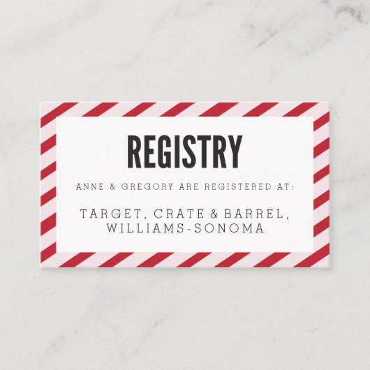 Cherry Red Carnival Stripes Registrierungskarte Begleitkarte (Vorderseite)