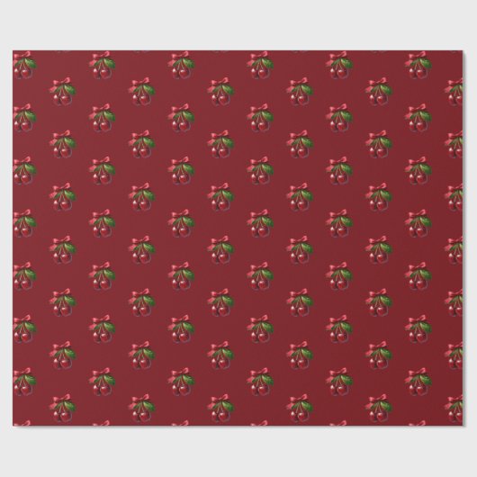 Cherry Red Cherries mit einem Bow Geschenkpapier (Flach)