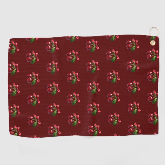 Cherry Red Cherries mit einem Bow Golfhandtuch (Horizontal)