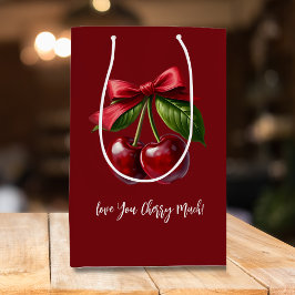 Cherry Red Cherries mit einem Bow Mittlere Geschenktüte
