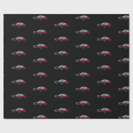 Cherry Red Chevy auf Black Matte Wrapping Paper Geschenkpapier (Flach)
