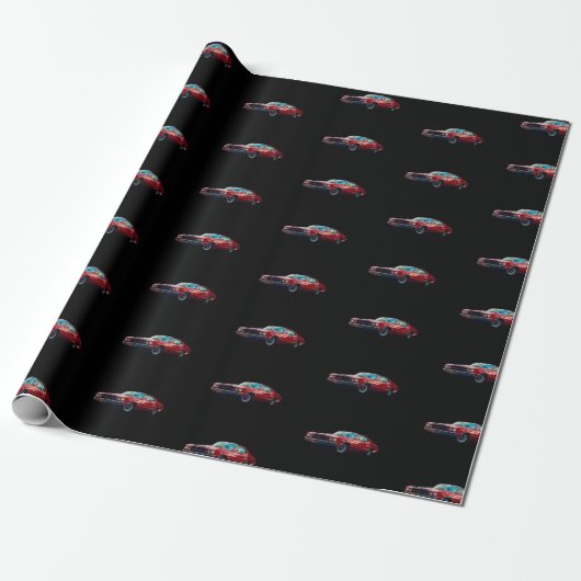 Cherry Red Chevy auf Black Matte Wrapping Paper Geschenkpapier (Ungerollt)