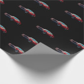 Cherry Red Chevy auf Black Matte Wrapping Paper Geschenkpapier (Ecke)
