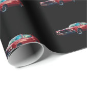 Cherry Red Chevy auf Black Matte Wrapping Paper Geschenkpapier (Rolleneckpunkt)